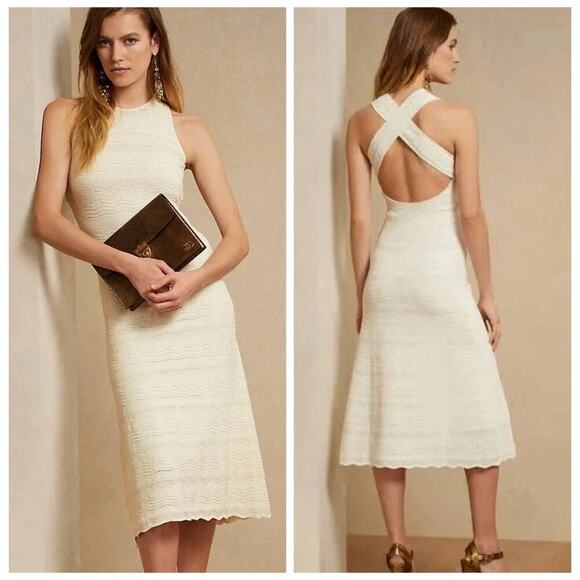 Ralph Lauren Collection Sleeveless Sweater Dress Midi Lux Cream Knit $2490 L NWT - Picture 2 of 16